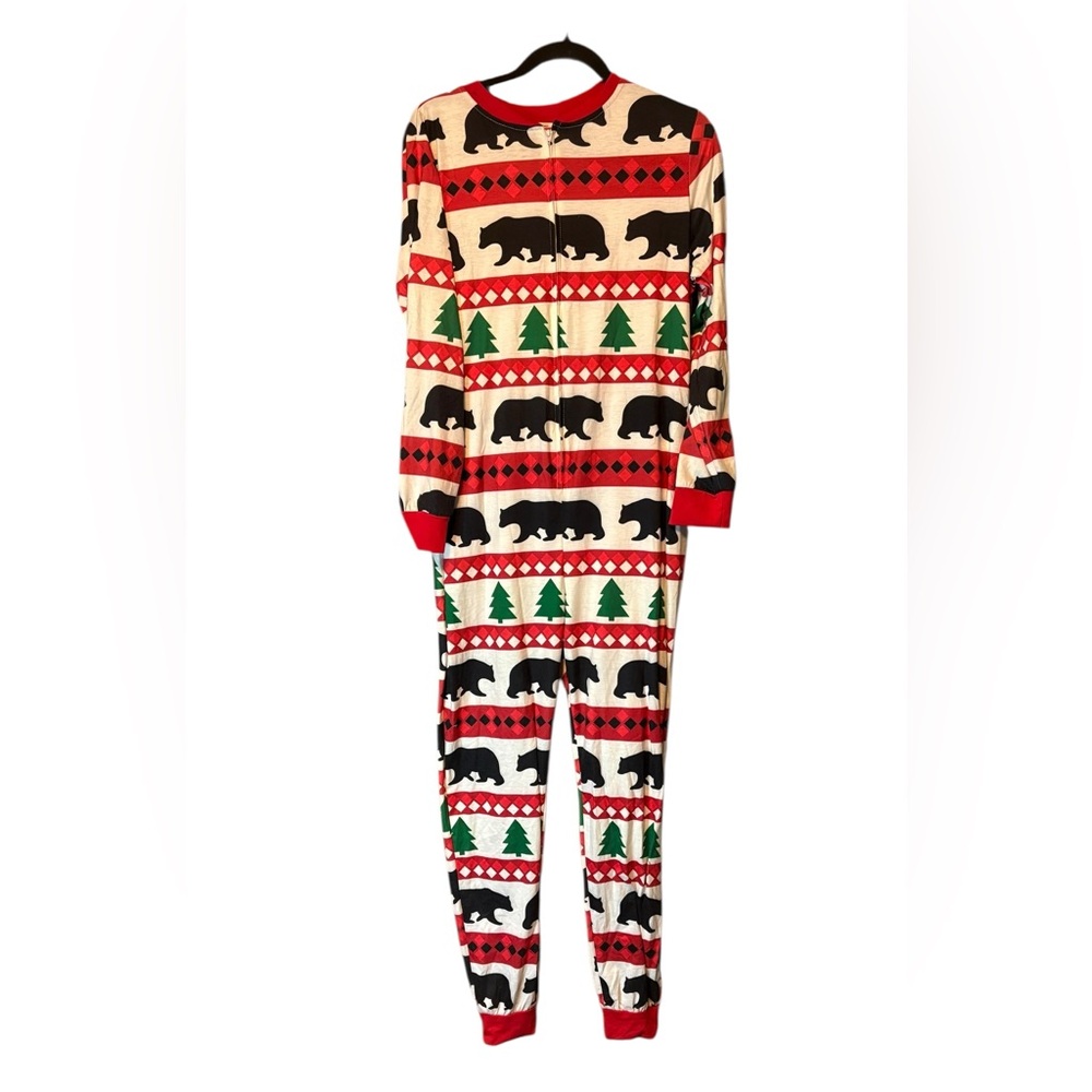 PatPat Red and Green Bear Woman Holiday Pajamas Onesie Size Medium